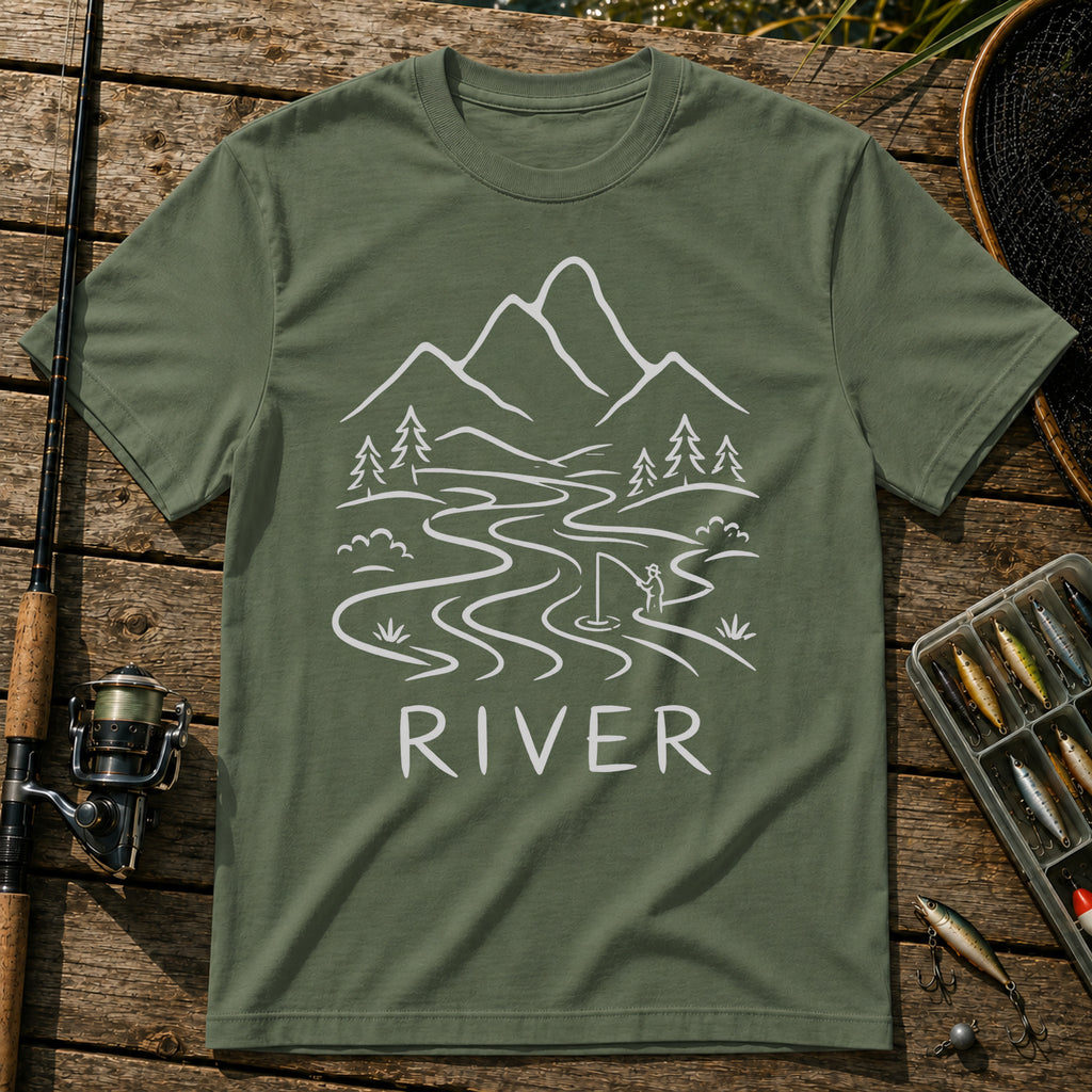 River Fishing T-Shirt in Military