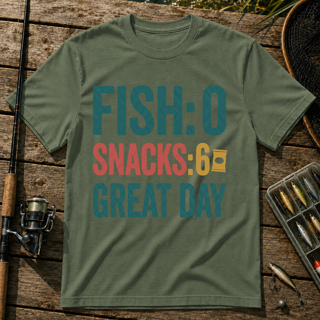 FISH: 0. SNACKS: 6. GREAT DAY T-Shirt in Military