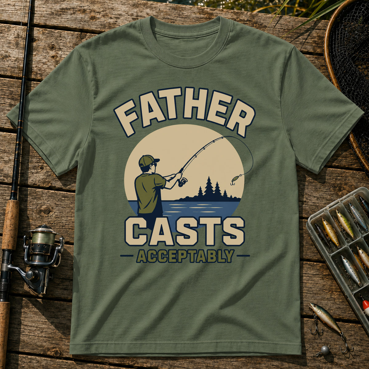 Faster Casts T-Shirt in Military