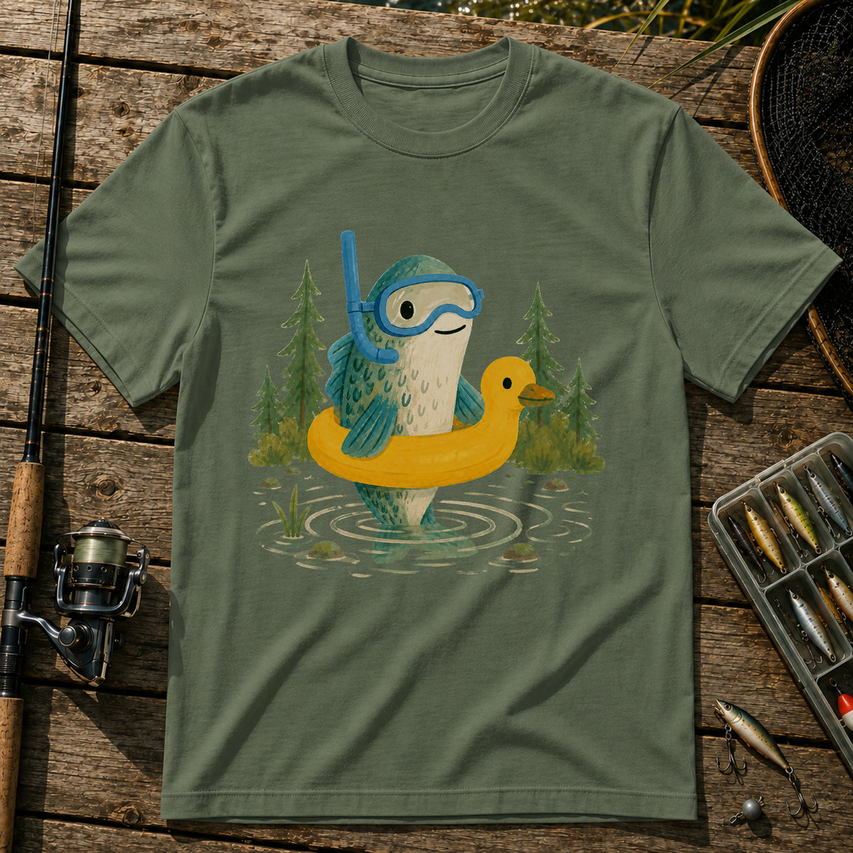 Snorkel Fish T-Shirt in Military