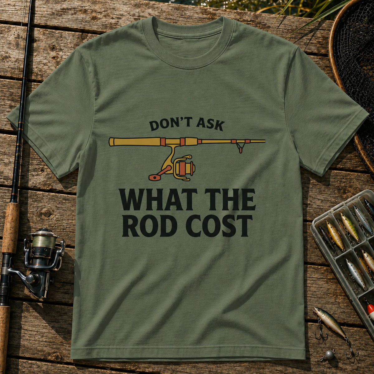 DON'T ASK WHAT THE ROD COST T-Shirt in Military