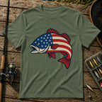 US Flag Fish T-Shirt in Military
