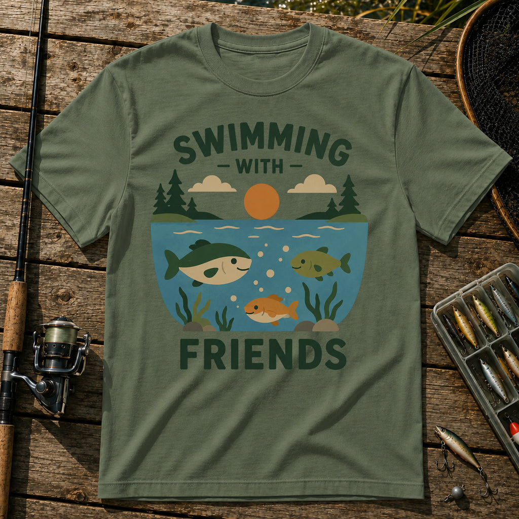 Swimming With Friends T-Shirt in Military