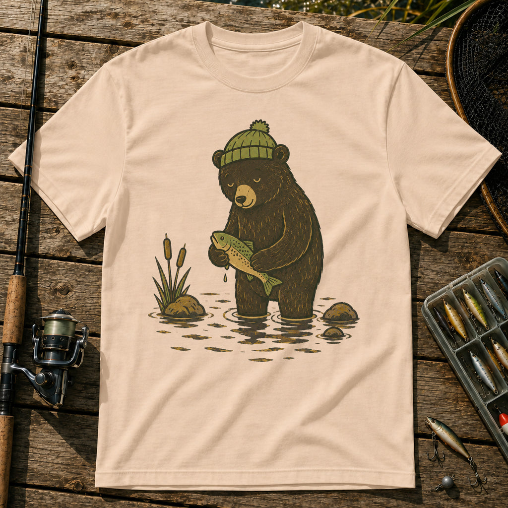 Bear Getting Fish T-Shirt in Cream