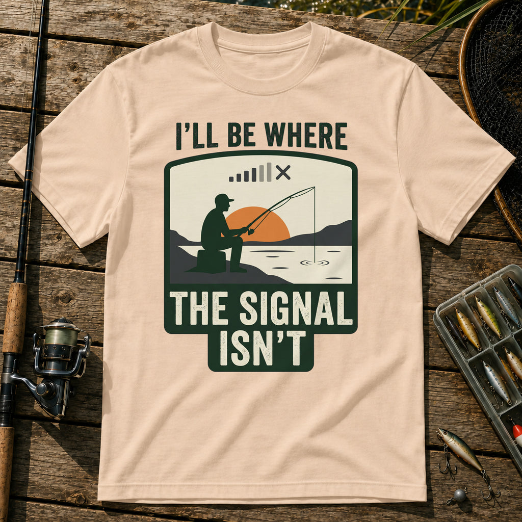 I'LL BE WHERE THE SIGNAL ISN'T T-Shirt in Cream