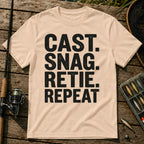 CAST. SNAG. RETIE. REPEAT Typography T-Shirt in Cream