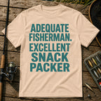 ADEQUATE FISHERMAN. EXCELLENT SNACK PACKER Typography T-Shirt in Cream