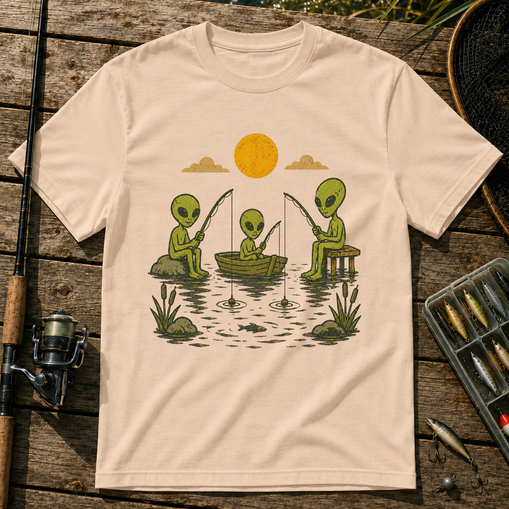 Alien Fishing T-Shirt in Cream