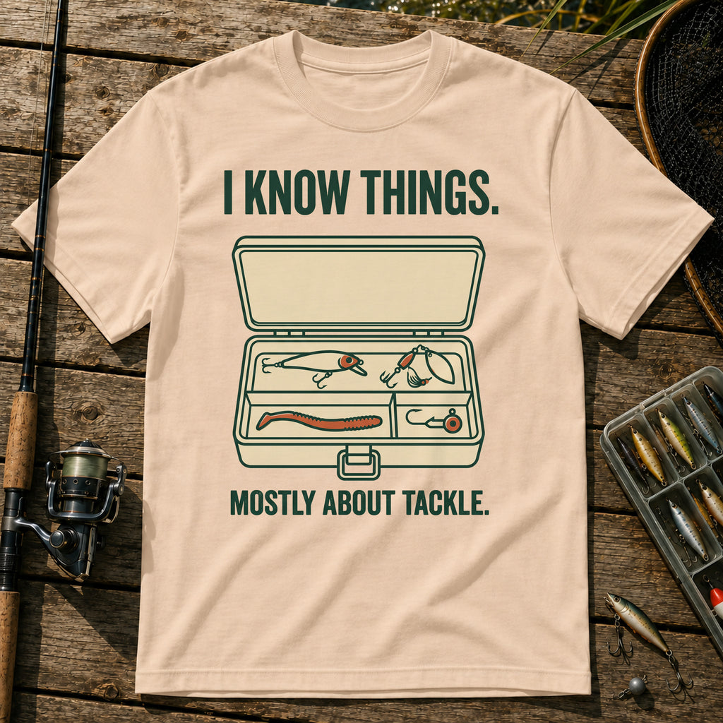 I KNOW THINGS. MOSTLY ABOUT TACKLE. T-Shirt in Cream
