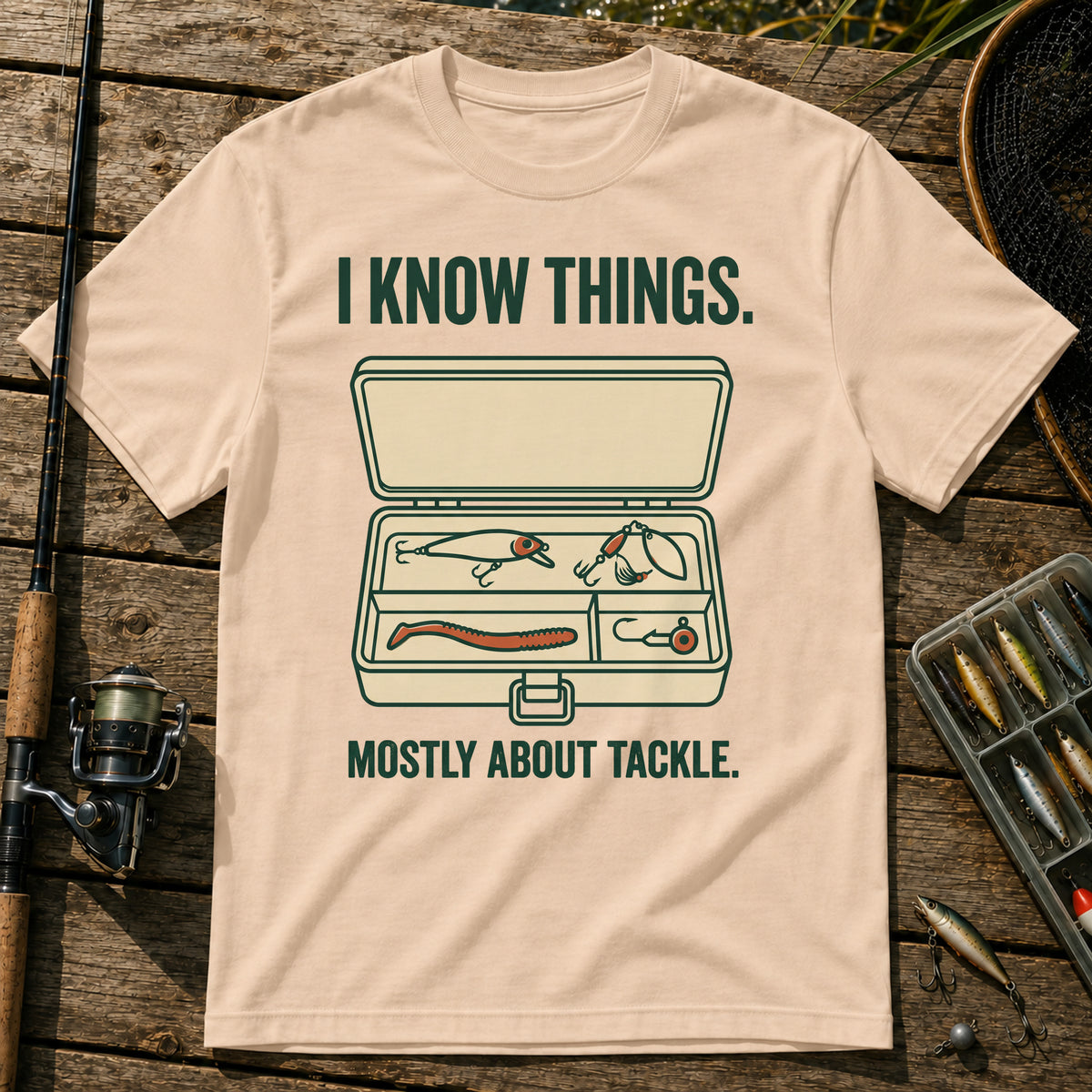 I KNOW THINGS. MOSTLY ABOUT TACKLE. T-Shirt in Cream