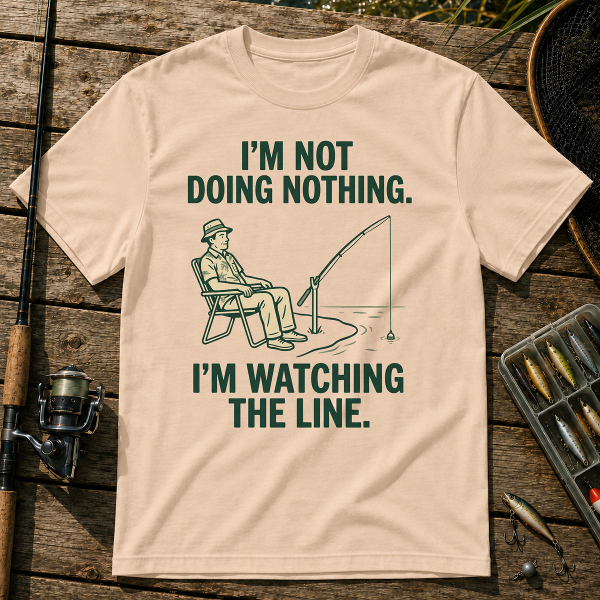 I'M NOT DOING NOTHING. I'M WATCHING THE LINE. T-Shirt in Cream