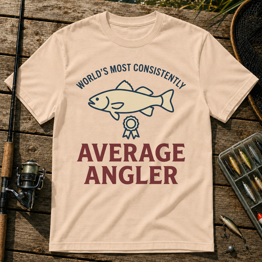 WORLD'S MOST CONSISTENTLY AVERAGE ANGLER T-Shirt in Cream