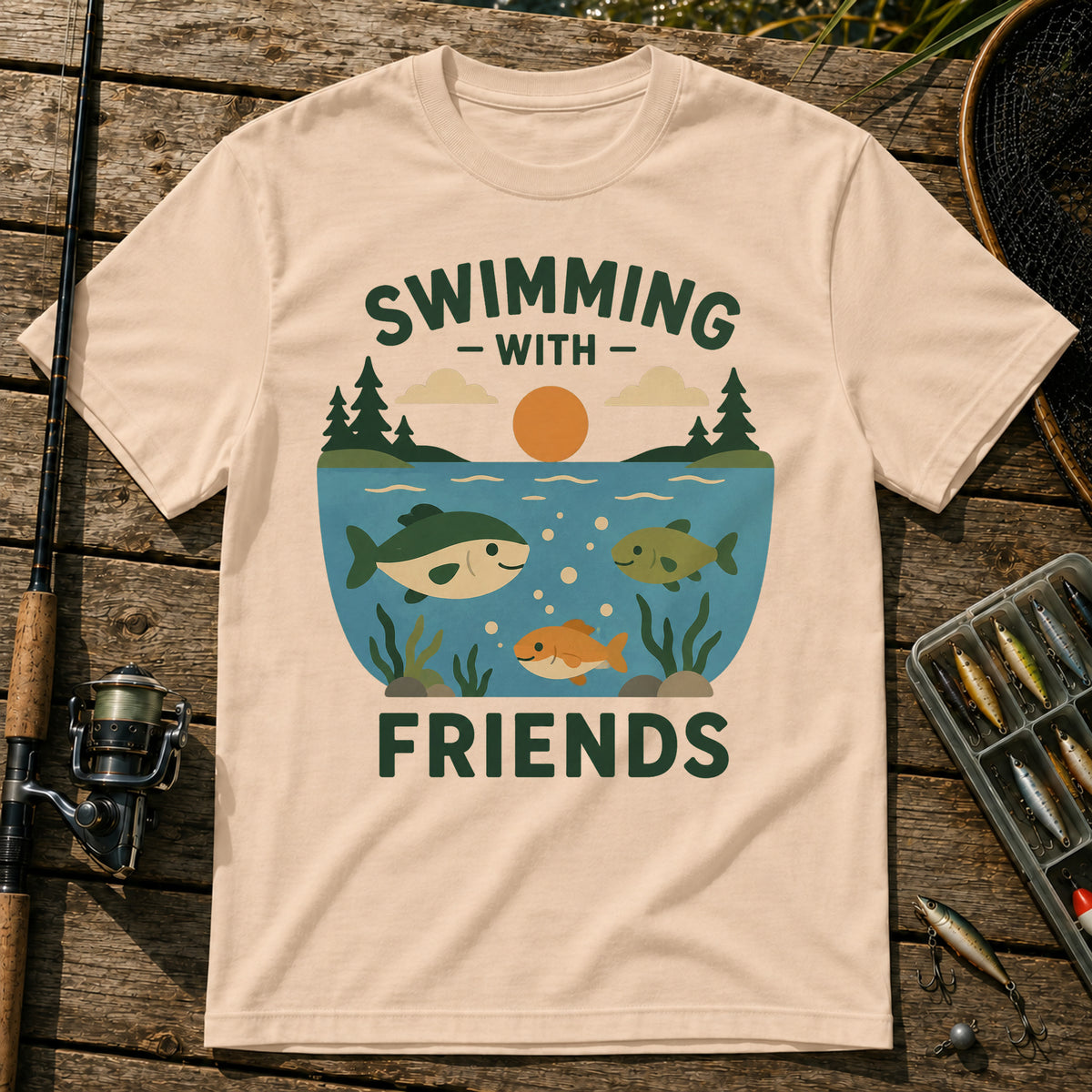 Swimming With Friends T-Shirt in Cream