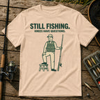 STILL FISHING. KNEES HAVE QUESTIONS. T-Shirt in Cream