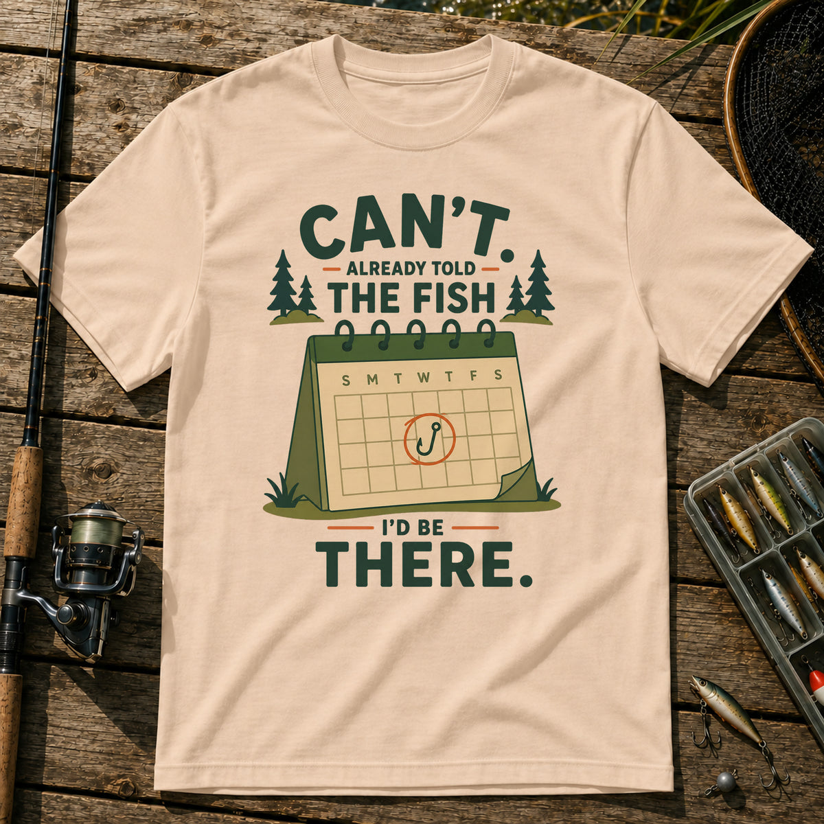 Fish Calendar T-Shirt in Cream