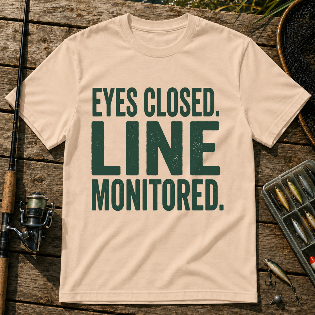 EYES CLOSED. LINE MONITORED. Typography T-Shirt in Cream