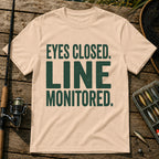 EYES CLOSED. LINE MONITORED. Typography T-Shirt in Cream