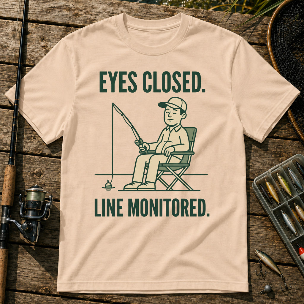 EYES CLOSED. LINE MONITORED. T-Shirt in Cream