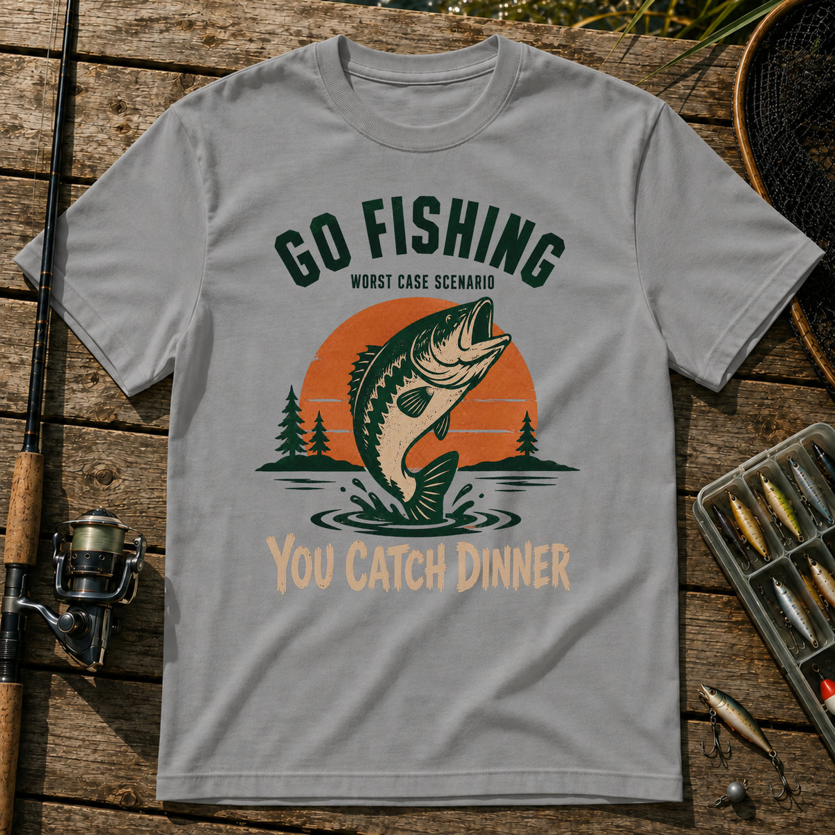 Go Fishing T-Shirt in Grey