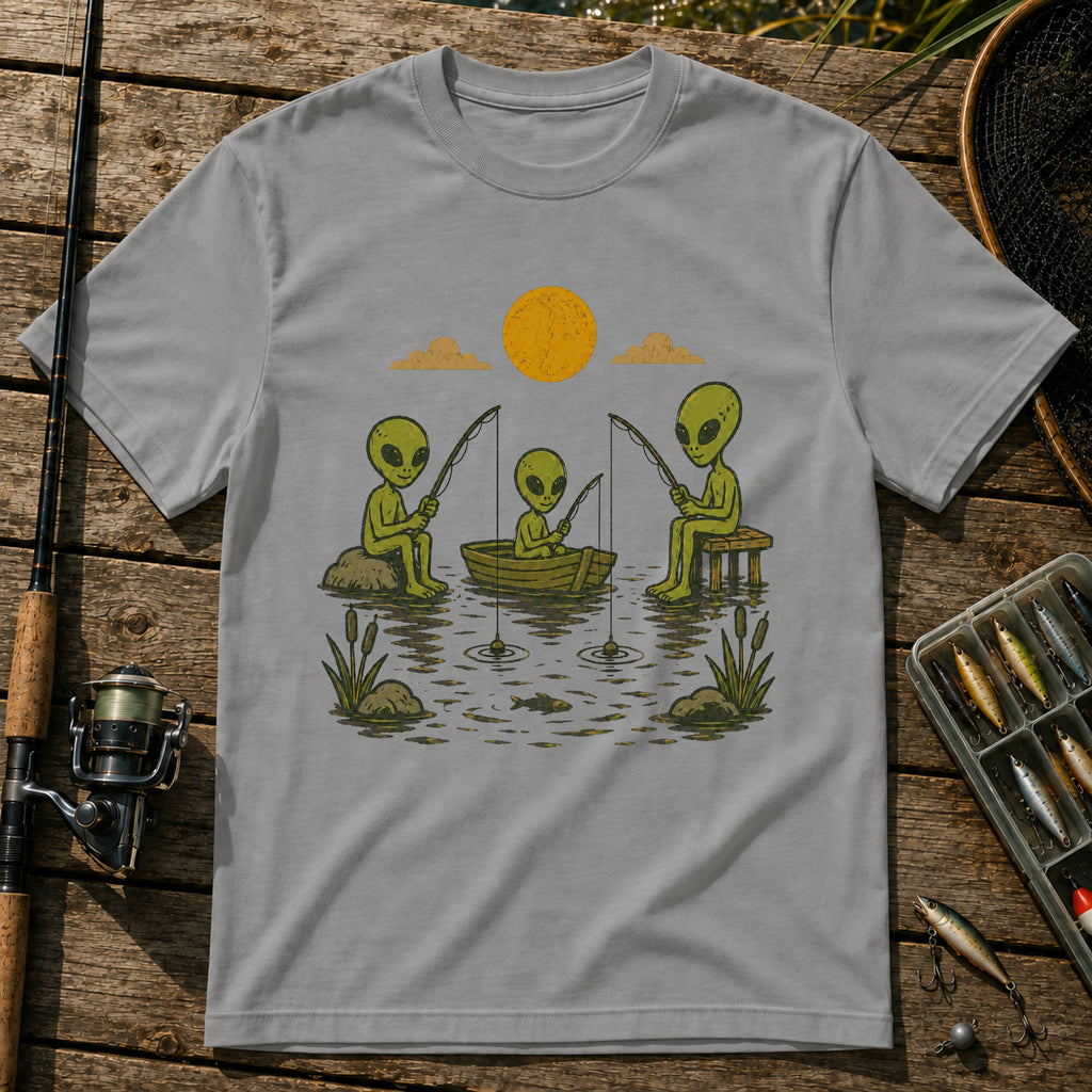 Alien Fishing T-Shirt in Grey