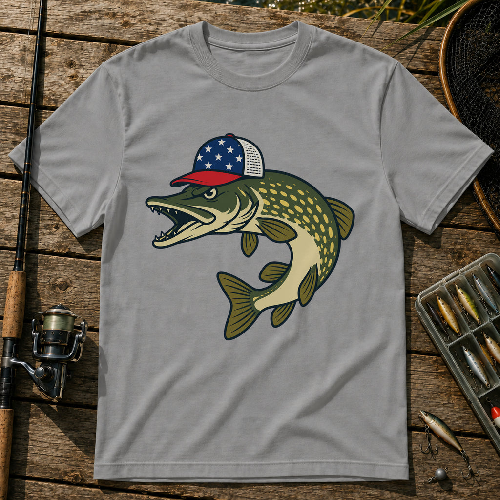 Pike US Hat T-Shirt in Grey