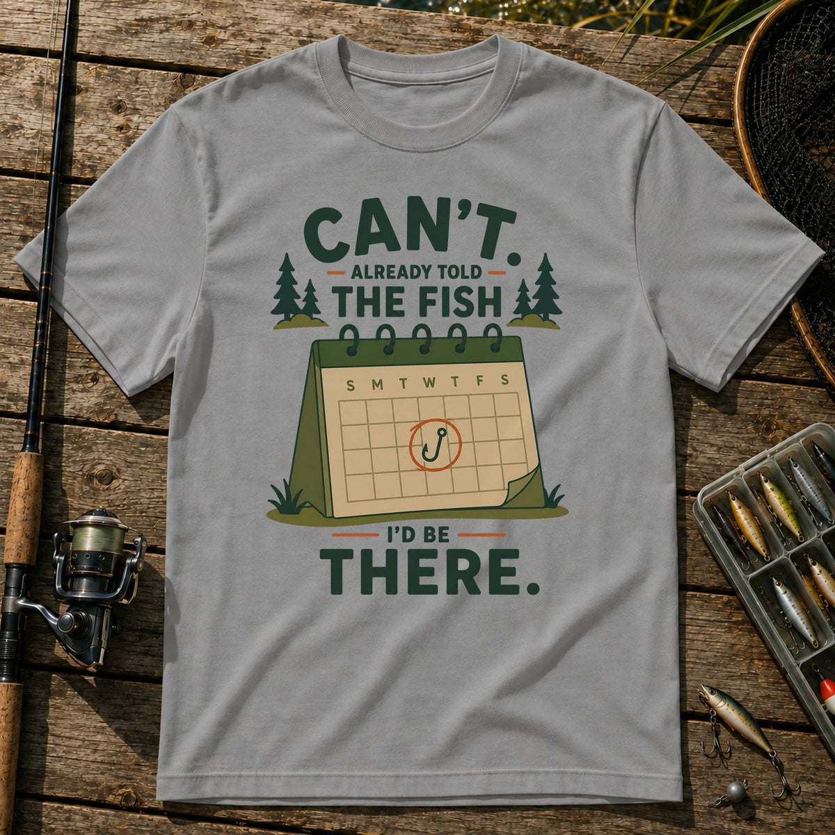 Fish Calendar T-Shirt in Grey