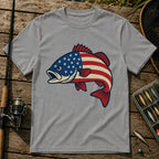 US Flag Fish T-Shirt in Grey