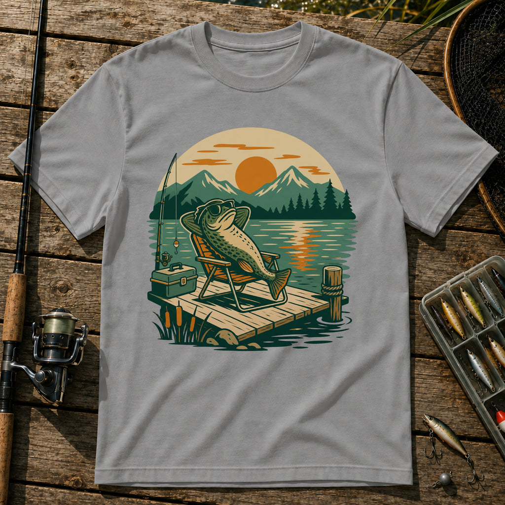 Vibing Fish T-Shirt in Grey