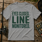 EYES CLOSED. LINE MONITORED. Typography T-Shirt in Grey