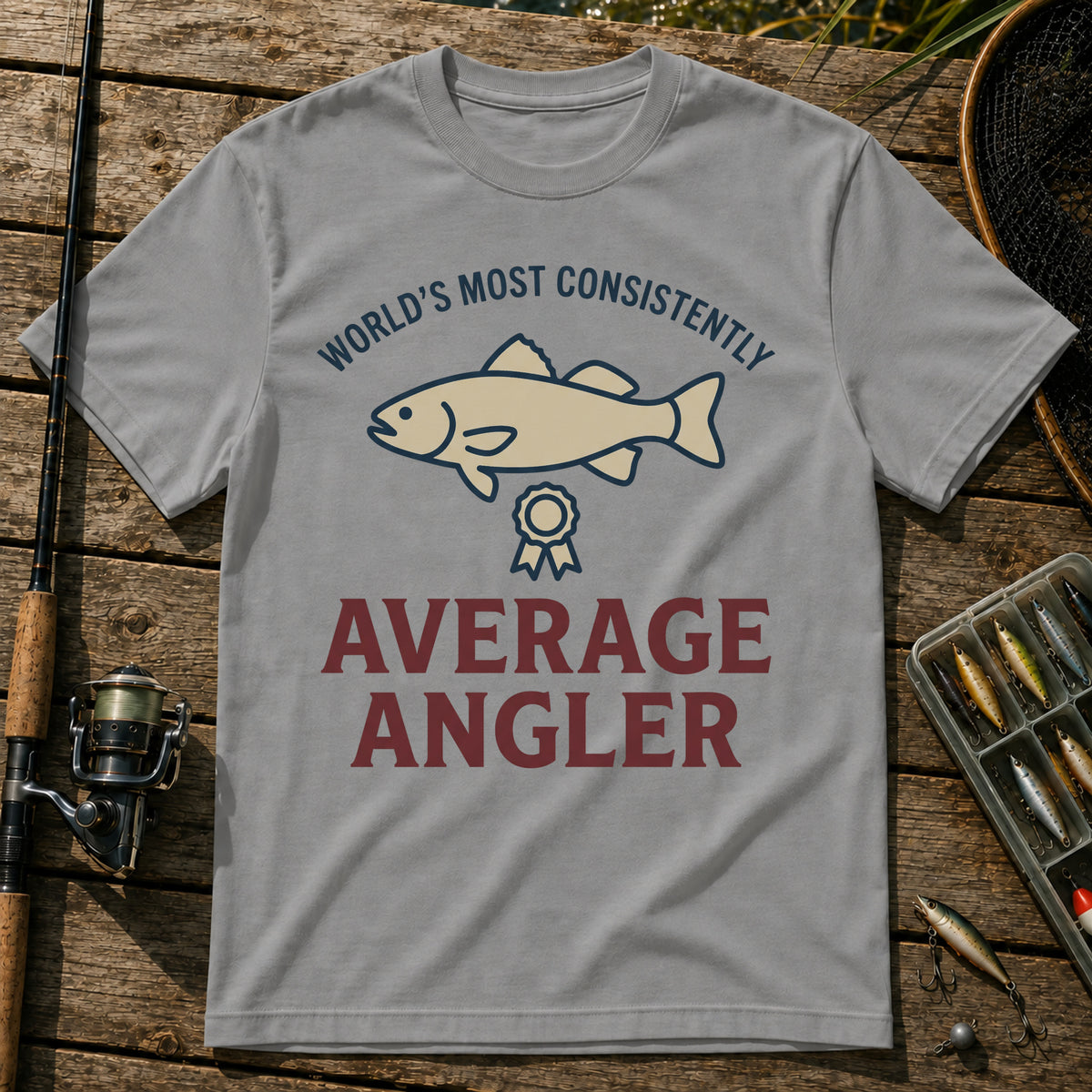 WORLD'S MOST CONSISTENTLY AVERAGE ANGLER T-Shirt in Grey