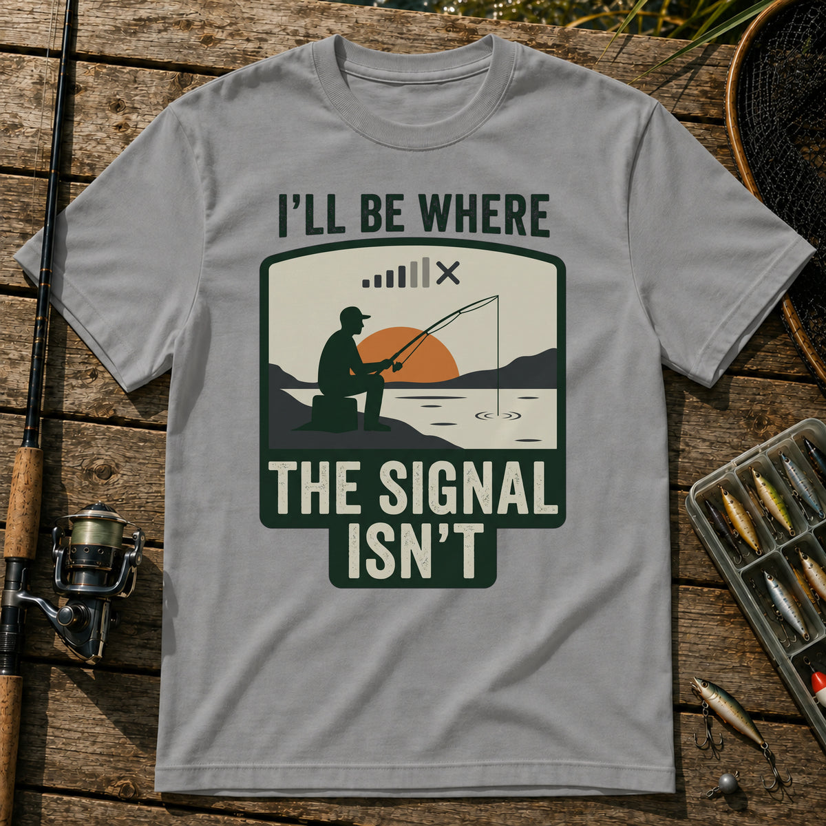 I'LL BE WHERE THE SIGNAL ISN'T T-Shirt in Grey