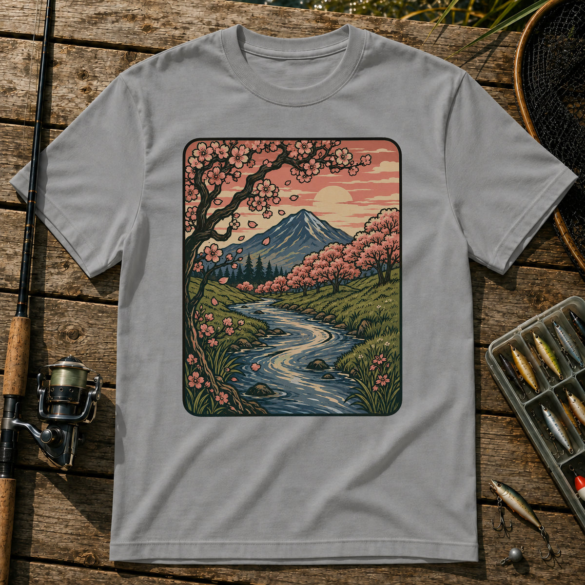 Cherry Blossom Setting T-Shirt in Grey