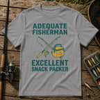ADEQUATE FISHERMAN. EXCELLENT SNACK PACKER T-Shirt in Grey
