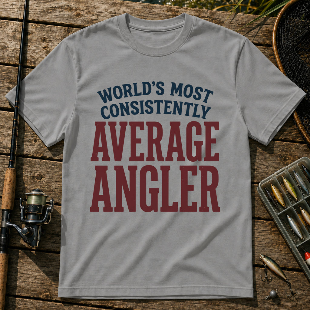 WORLD'S MOST CONSISTENTLY AVERAGE ANGLER Typography T-Shirt in Grey