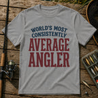 WORLD'S MOST CONSISTENTLY AVERAGE ANGLER Typography T-Shirt in Grey
