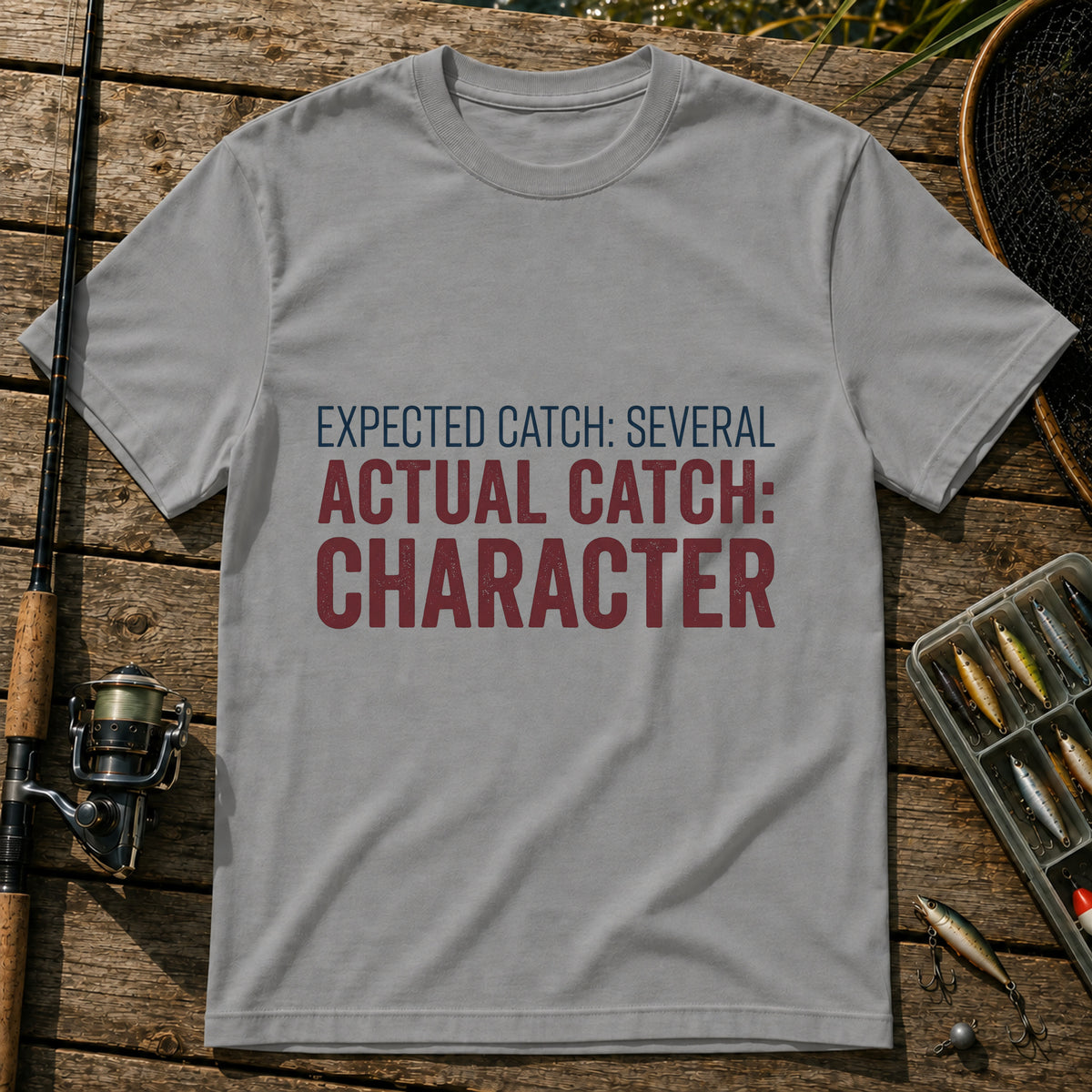 EXPECTED CATCH: SEVERAL. ACTUAL CATCH: CHARACTER Typography T-Shirt in Grey
