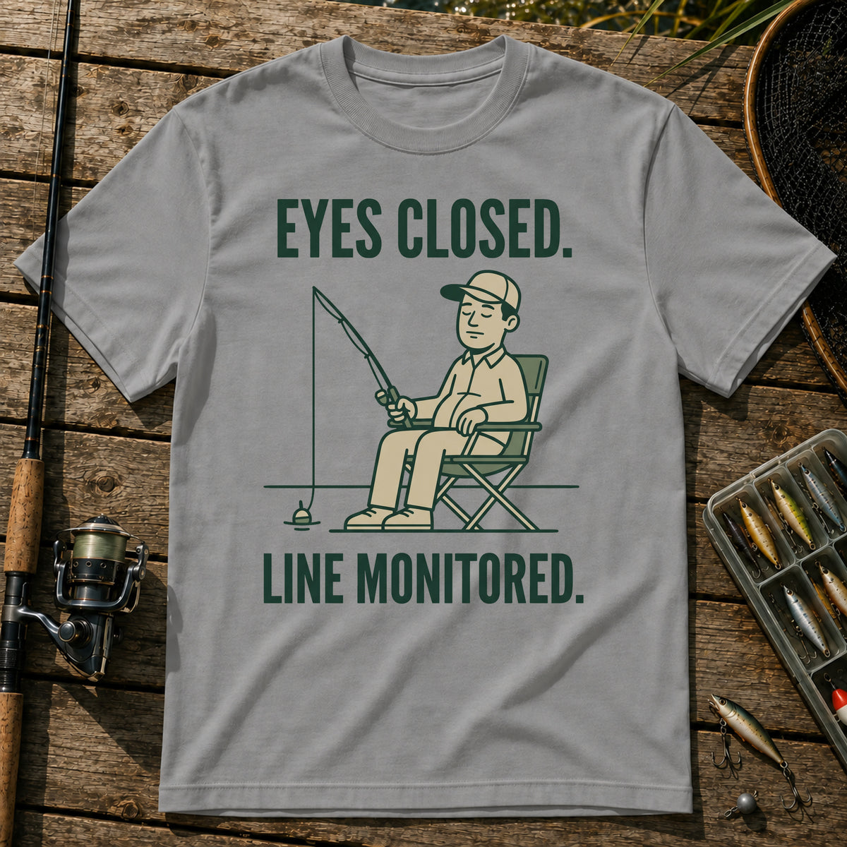 EYES CLOSED. LINE MONITORED. T-Shirt in Grey