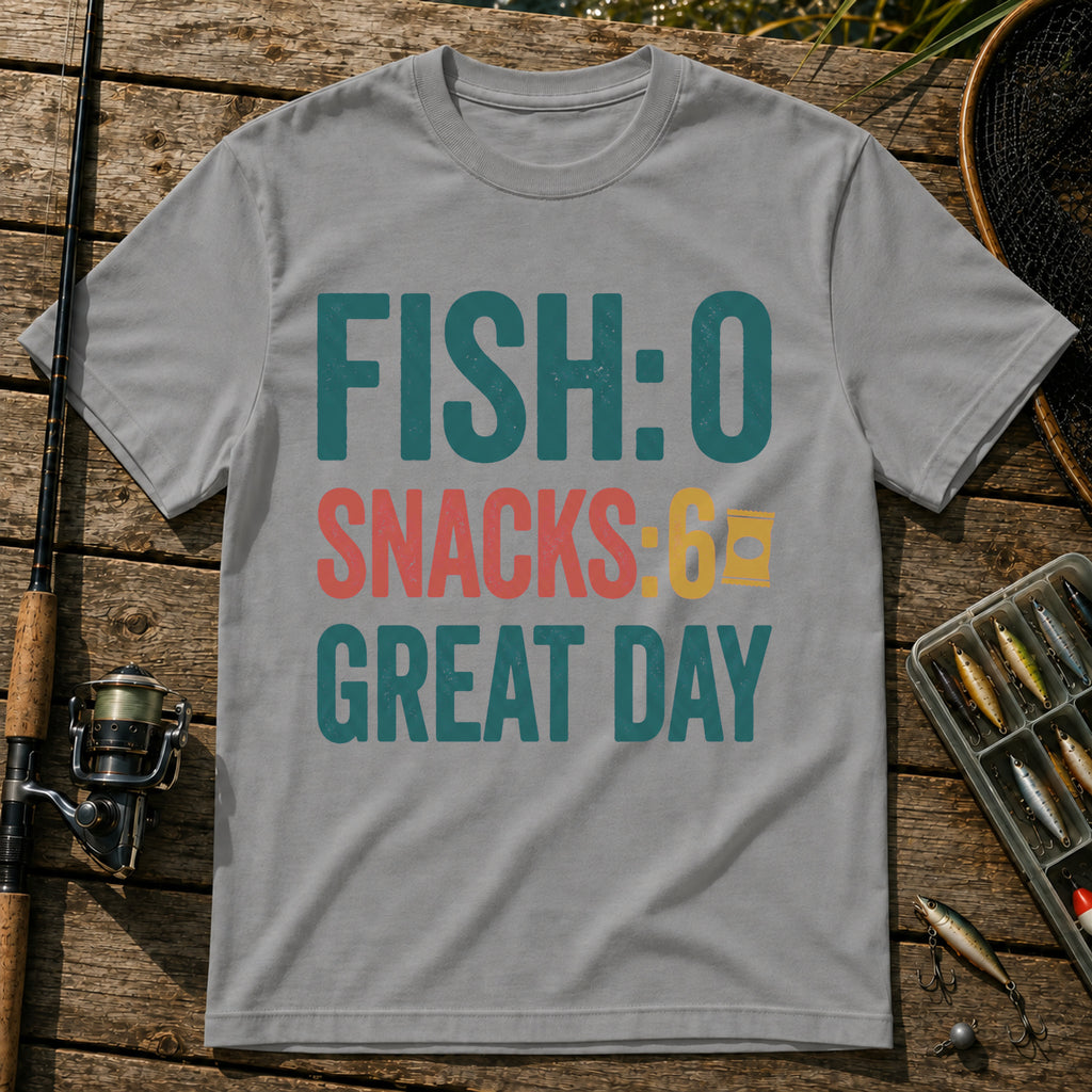 FISH: 0. SNACKS: 6. GREAT DAY T-Shirt in Grey